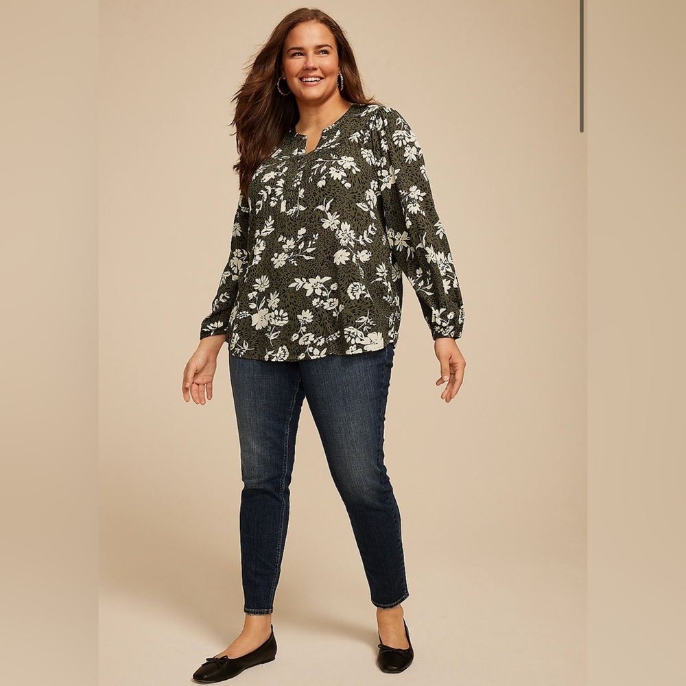 Maurices Black and White Floral Blouse